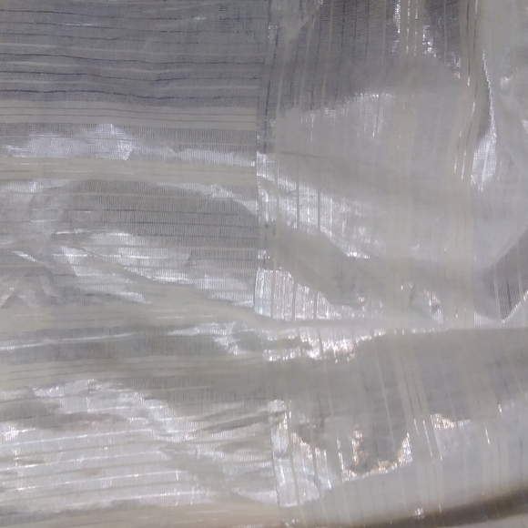 Y2k Vintage White Box Pleated Striped  A-line Silver Lurex Mini Skirt - Picture 7 of 7